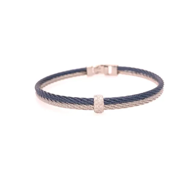 ALOR Blueberry & Grey Cable Fused Bracelet with 18kt White Gold & Diamonds Blue Marlin Jewelry, Inc. Islamorada, FL