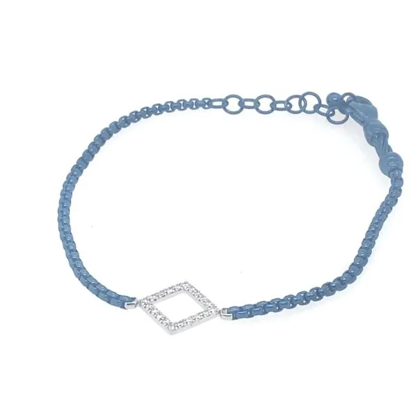 ALOR Blueberry Chain Bracelet with 14kt White Gold Open Square Station & Diamonds Blue Marlin Jewelry, Inc. Islamorada, FL