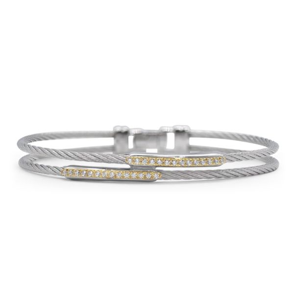 Alor Grey Cable Dual Channel Bar Bracelet with 18kt Yellow Gold & Diamonds Blue Marlin Jewelry, Inc. Islamorada, FL