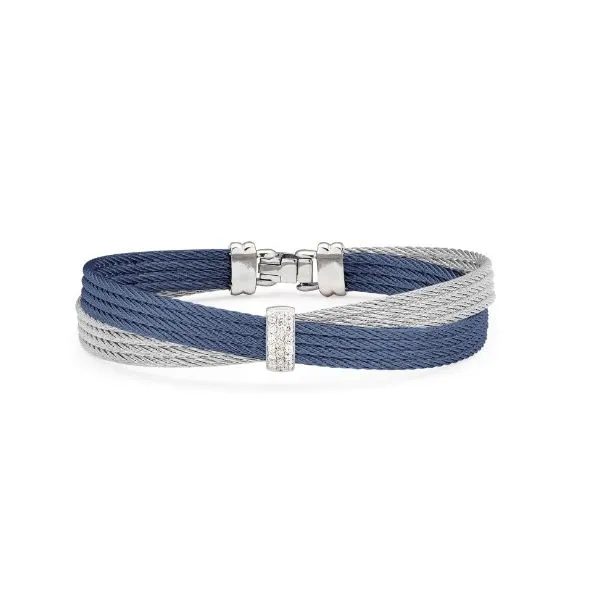 ALOR Blueberry & Grey Cable Petite Bow Bracelet with 18kt Gold & Diamonds Blue Marlin Jewelry, Inc. Islamorada, FL