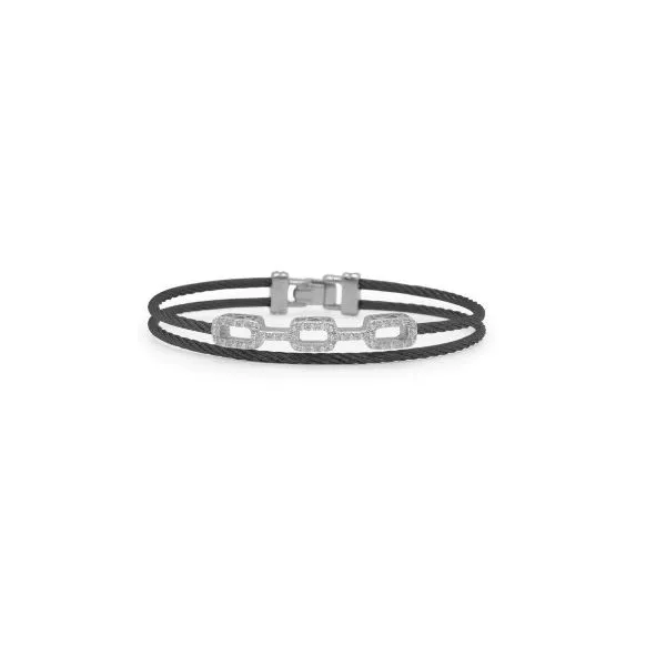 ALOR Black Cable Petite Layered Links Bracelet with 18kt White Gold & Diamonds Blue Marlin Jewelry, Inc. Islamorada, FL