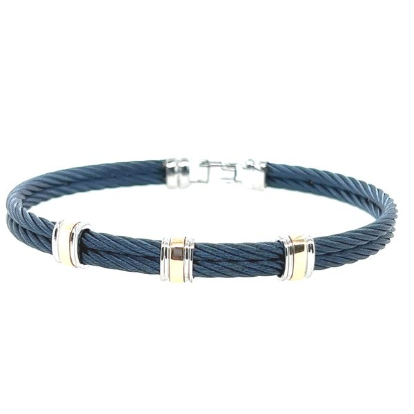 ALOR 3 Metal Station Blue Cable Bracelet Blue Marlin Jewelry, Inc. Islamorada, FL