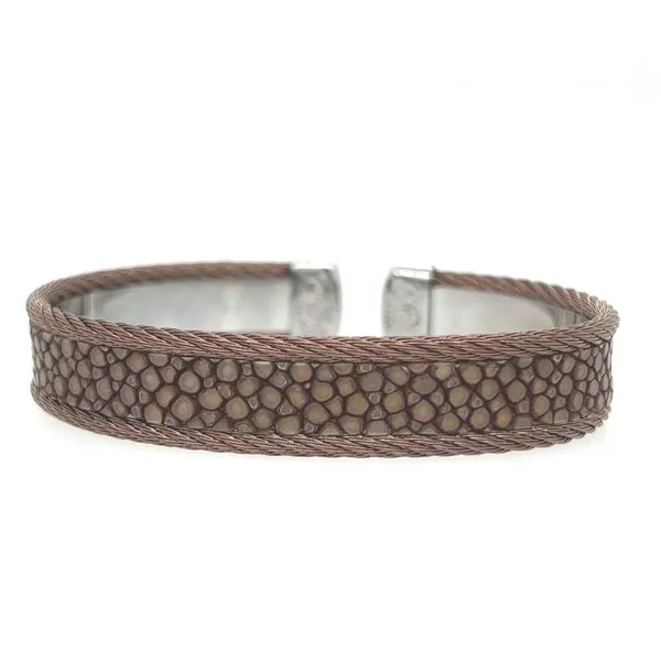 ALOR Chocolate Cable Open Cuff with Brown Stingray Blue Marlin Jewelry, Inc. Islamorada, FL