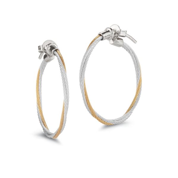 ALOR Classique Yellow and Grey Cable Twisted Hoop Earrings Blue Marlin Jewelry, Inc. Islamorada, FL