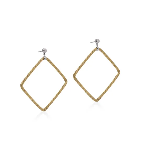 ALOR Yellow Cable Open Square Drop Earrings with 18kt Gold Blue Marlin Jewelry, Inc. Islamorada, FL