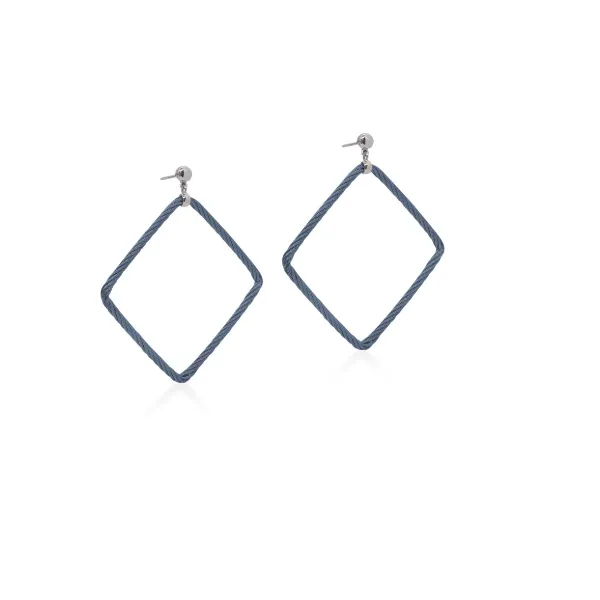 ALOR Blueberry Cable Open Square Drop Earrings with 18kt Gold Blue Marlin Jewelry, Inc. Islamorada, FL