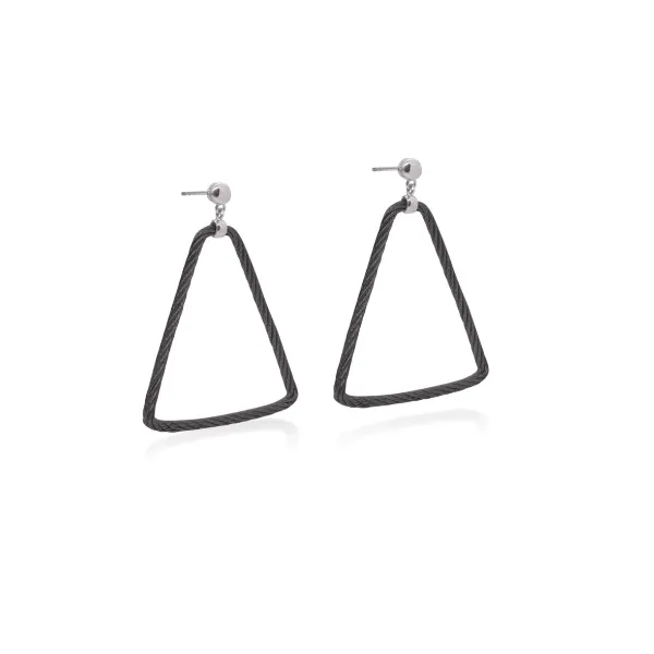ALOR Black Cable Open Triangle Drop Earrings with 18kt Gold Blue Marlin Jewelry, Inc. Islamorada, FL