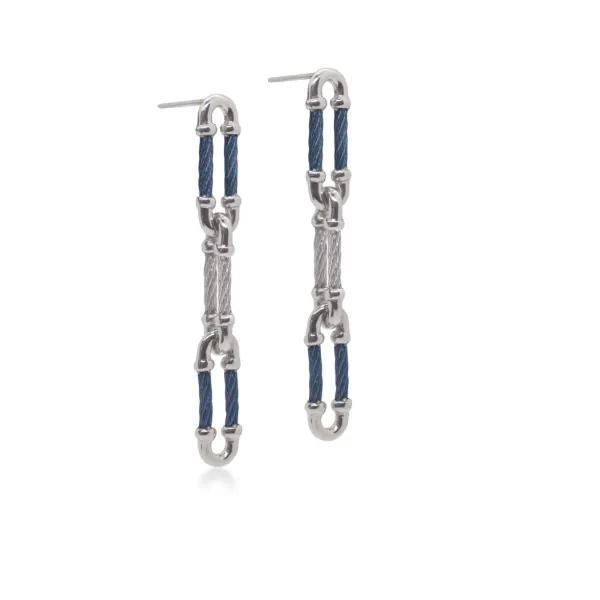 ALOR Blueberry & Grey Cable Clip Drop Earrings Blue Marlin Jewelry, Inc. Islamorada, FL