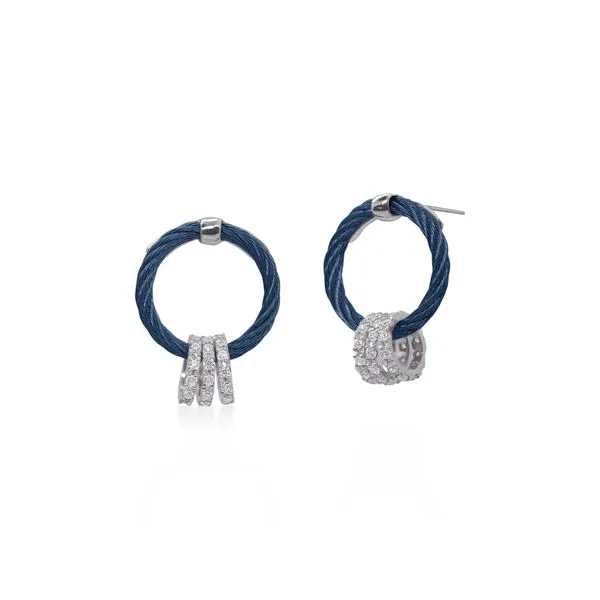 Cable Blue Circle Earrings Blue Marlin Jewelry, Inc. Islamorada, FL