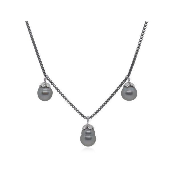 Alor Black Chain Triple Drop Black South Sea Pearl Necklace Blue Marlin Jewelry, Inc. Islamorada, FL