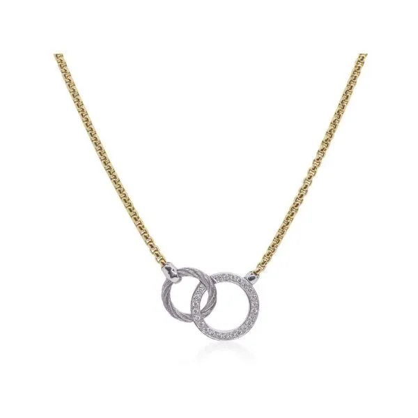 ALOR Grey Cable & Yellow Chain Interlocking Full Circle Necklace with 14K Gold & Diamonds Blue Marlin Jewelry, Inc. Islamorada, FL