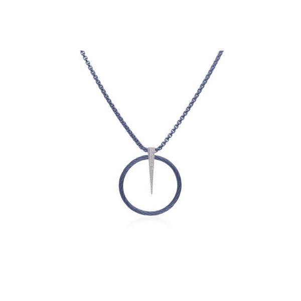 ALOR Blueberry Cable Chain Full Circle Spear Necklace with 14K Gold & Diamonds Blue Marlin Jewelry, Inc. Islamorada, FL