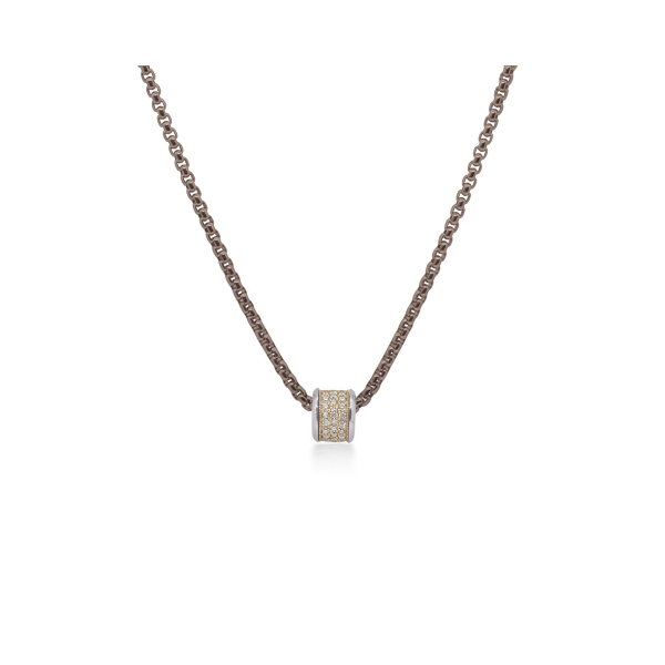 ALOR Chocolate Chain Barrel Necklace with 14kt Yellow Gold & Diamonds Blue Marlin Jewelry, Inc. Islamorada, FL