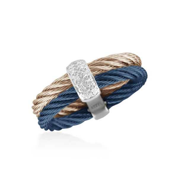 ALOR Blueberry & Carnation Double Cable Ring with 18kt White Gold & Diamonds Blue Marlin Jewelry, Inc. Islamorada, FL