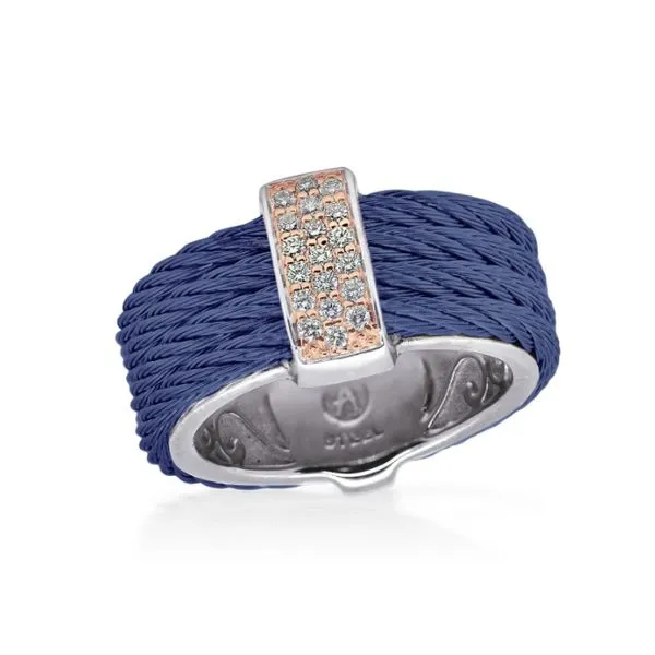 ALOR Blueberry Cable Petite Colorblock Ring with 18kt Rose Gold & Diamonds Blue Marlin Jewelry, Inc. Islamorada, FL