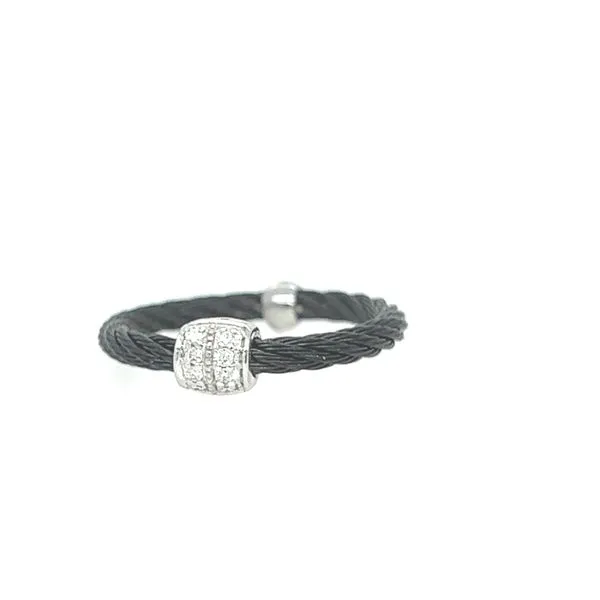 ALOR Black Cable Barrel Station Ring Image 2 Blue Marlin Jewelry, Inc. Islamorada, FL