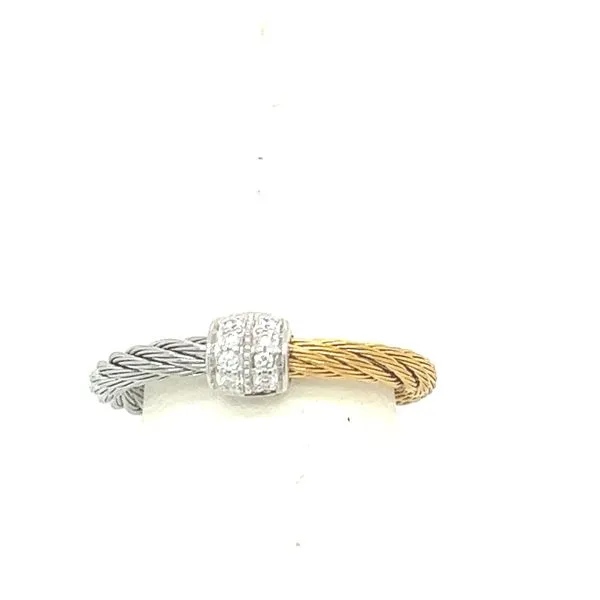 ALOR Grey and Gold Color Block Cable Barrel Station Ring Image 2 Blue Marlin Jewelry, Inc. Islamorada, FL
