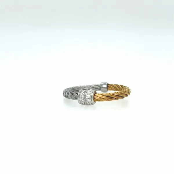 ALOR Grey and Gold Color Block Cable Barrel Station Ring Blue Marlin Jewelry, Inc. Islamorada, FL