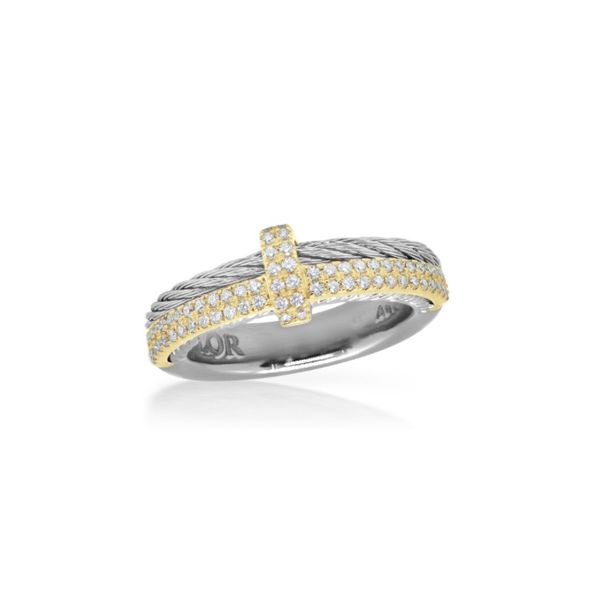 ALOR Grey Cable Petite Opulence Ring with 18kt Yellow Gold & Diamonds Blue Marlin Jewelry, Inc. Islamorada, FL