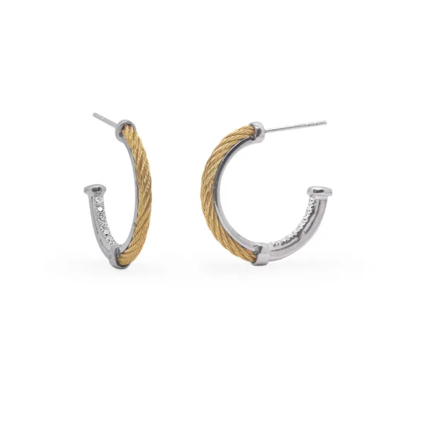ALOR Yellow Cable Small Hoop Earrings with 18kt Gold & Diamonds Blue Marlin Jewelry, Inc. Islamorada, FL