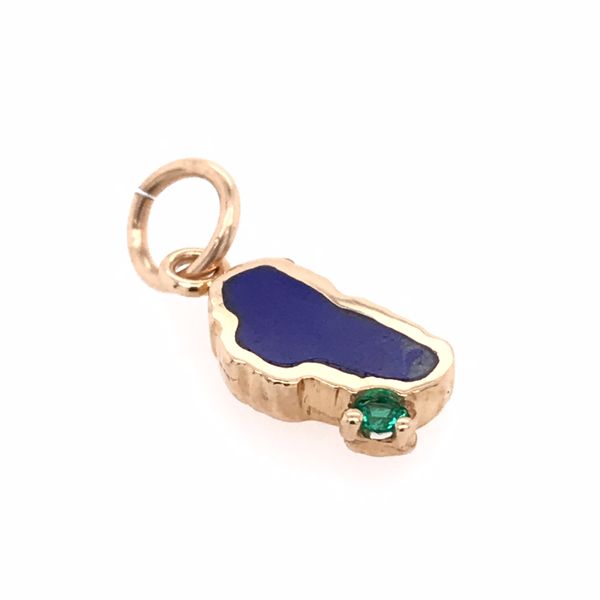 Small Yellow Gold Lapis Lake Tahoe with Emerald Charm for Charm Bracelet Bluestone Jewelry Tahoe City, CA