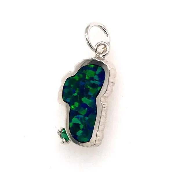 Medium Silver Opal Lake Tahoe Charm with Emerald on Jump Ring Bluestone Jewelry Tahoe City, CA