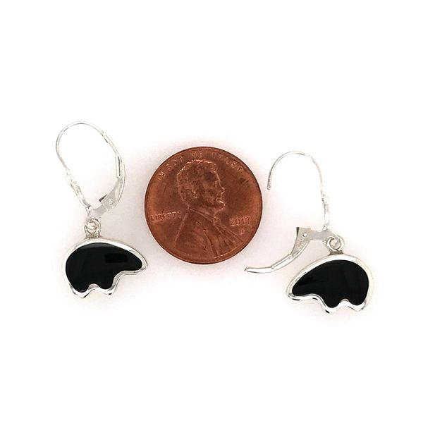 Sterling Silver Bear Shaped Black Jade Lever-back Earrings Image 2 Bluestone Jewelry Tahoe City, CA