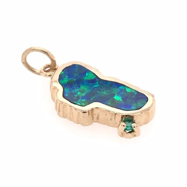 Medium Yellow Gold Opal Lake Tahoe with Emerald Charm for Charm Bracelet Bluestone Jewelry Tahoe City, CA