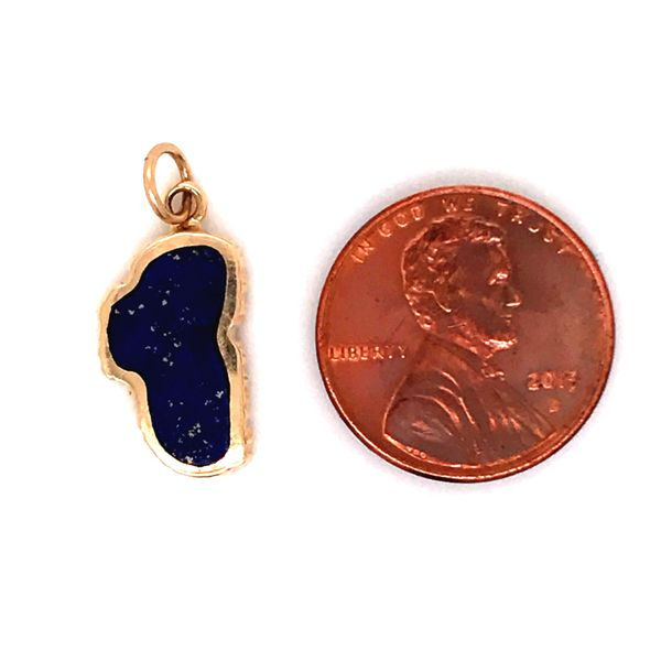 Medium Yellow Gold and Lapis Lake Tahoe Charm for Charm Bracelet Image 3 Bluestone Jewelry Tahoe City, CA