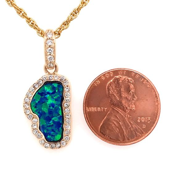 14 Karat Yellow Gold Lake Tahoe Pendant w/ Opal & Diamonds(40%OFF) Image 4 Bluestone Jewelry Tahoe City, CA