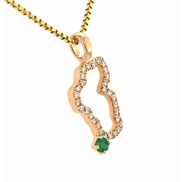 Small 14 Karat Yellow Gold Diamond Lake Tahoe Pendant with Emerald Image 2 Bluestone Jewelry Tahoe City, CA