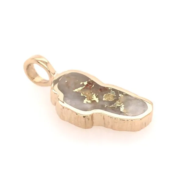 Large 14 Karat Yellow Gold Lake Tahoe Pendant with Gold Quartz Gemstone Image 2 Bluestone Jewelry Tahoe City, CA