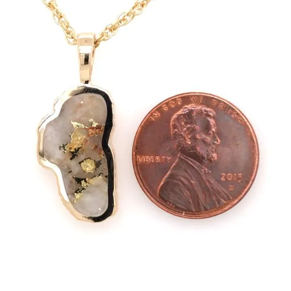 Large 14 Karat Yellow Gold Lake Tahoe Pendant with Gold Quartz Gemstone Image 4 Bluestone Jewelry Tahoe City, CA
