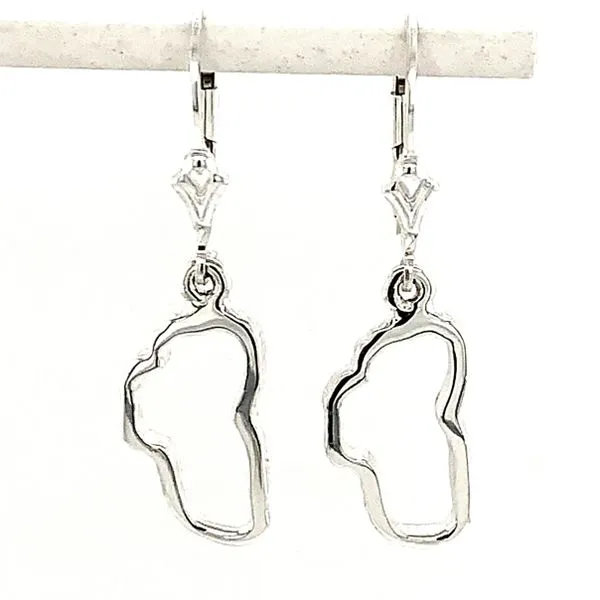 Medium Sterling Silver Lake Tahoe Outline Earrings Bluestone Jewelry Tahoe City, CA