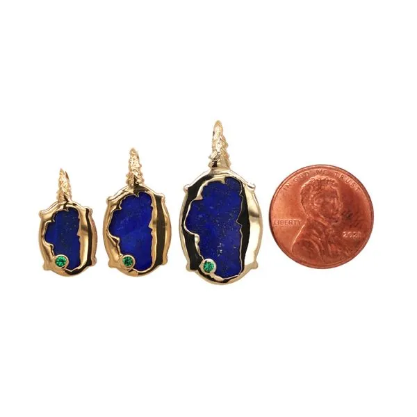 Medium14kt Yellow Gold Plated Lake Tahoe/Bear Pendant with Lapis Image 4 Bluestone Jewelry Tahoe City, CA