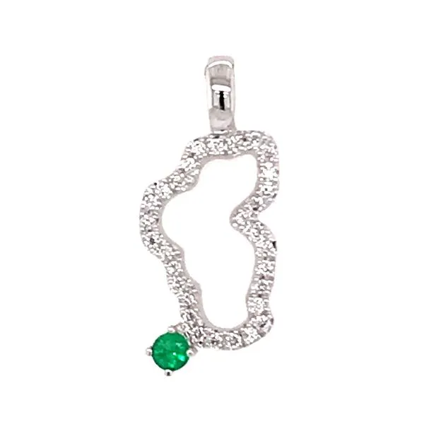 Small 14 Karat White Gold Diamond Lake Tahoe Pendant with Emerald Bluestone Jewelry Tahoe City, CA