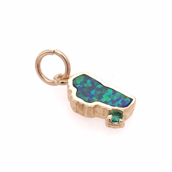Small Yellow Gold Opal Lake Tahoe with Emerald Charm for Charm Bracelet Bluestone Jewelry Tahoe City, CA