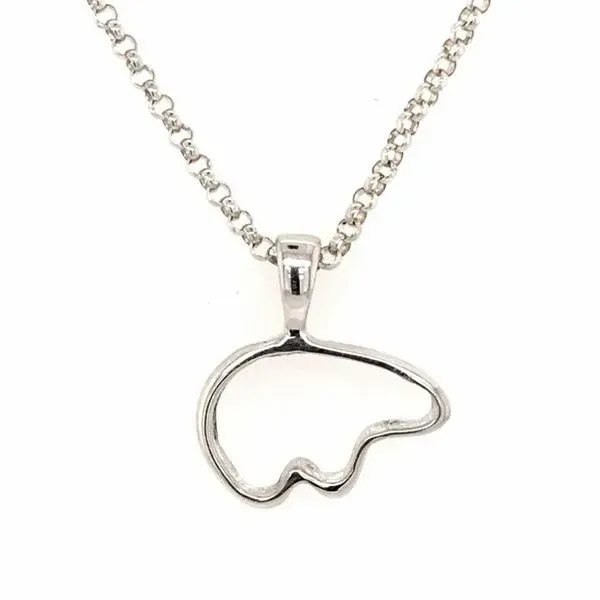 Medium Sterling Silver California Black Bear Outline Pendant Image 2 Bluestone Jewelry Tahoe City, CA