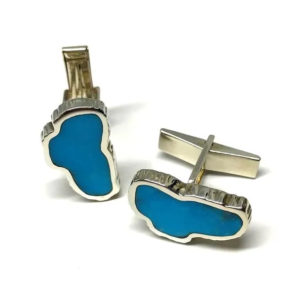 Large Turquoise Lake Tahoe Cufflinks Bluestone Jewelry Tahoe City, CA