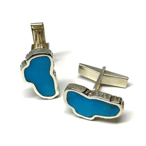 Large Turquoise Lake Tahoe Cufflinks Bluestone Jewelry Tahoe City, CA