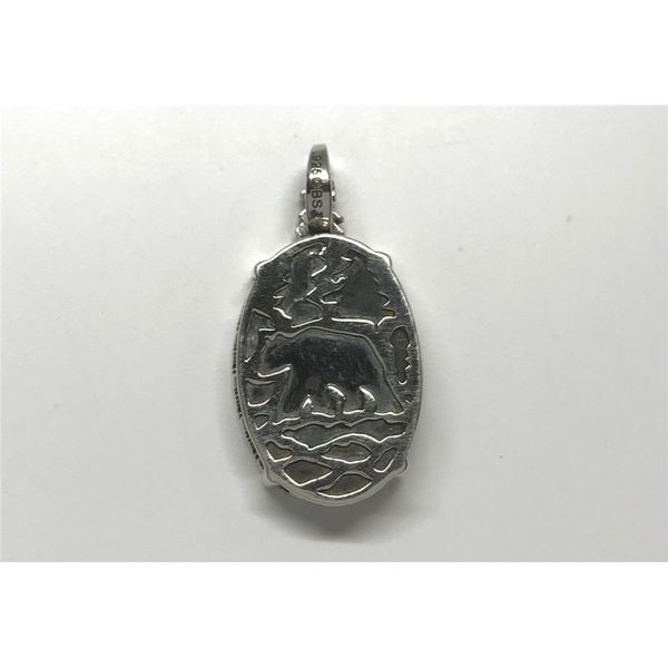 Large Sterling Silver Lake Tahoe/Bear Pendant (reversible) with Labrad Image 2 Bluestone Jewelry Tahoe City, CA