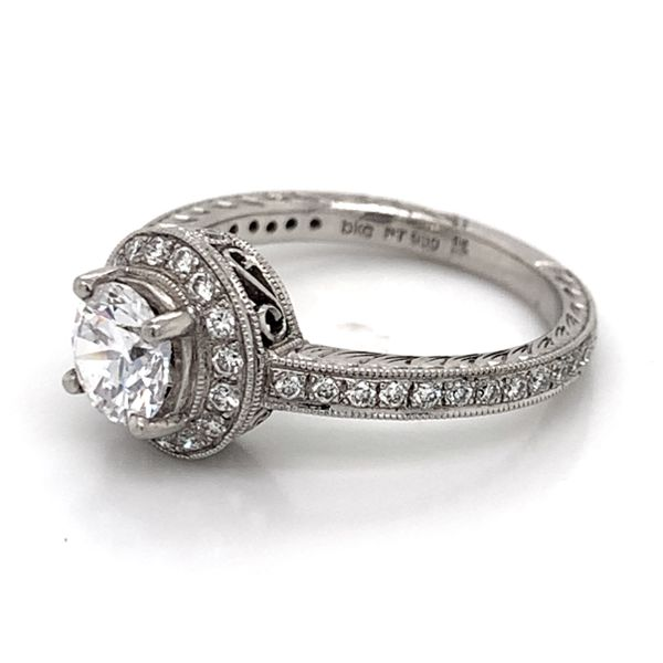 Platinum Hand Engraved Engagement Ring Image 3 Bluestone Jewelry Tahoe City, CA