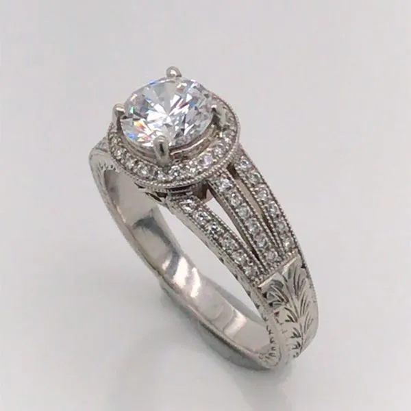 Platinum Hand Engraved Engagement Ring-size 6.5 (Past, Present & Future)**50%OFF** Image 2 Bluestone Jewelry Tahoe City, CA