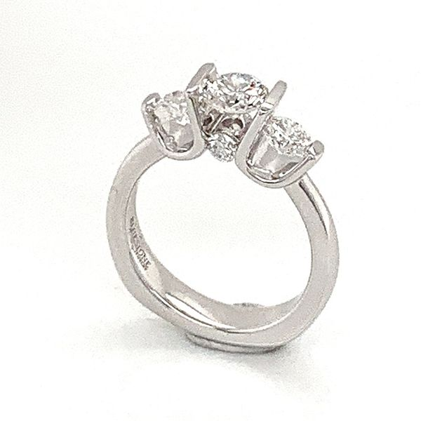 18K White Gold 3 Stone Engagement Ring Image 4 Bluestone Jewelry Tahoe City, CA