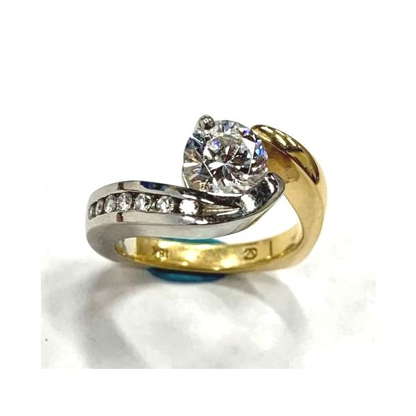 18K Yellow Gold & Platinum Modern Engagement Ring Bluestone Jewelry Tahoe City, CA