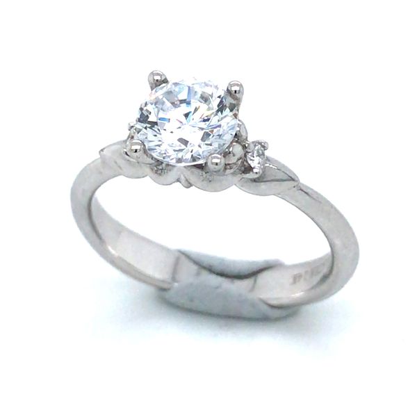 14kt White Gold Engagement Ring with CZ Image 4 Bluestone Jewelry Tahoe City, CA