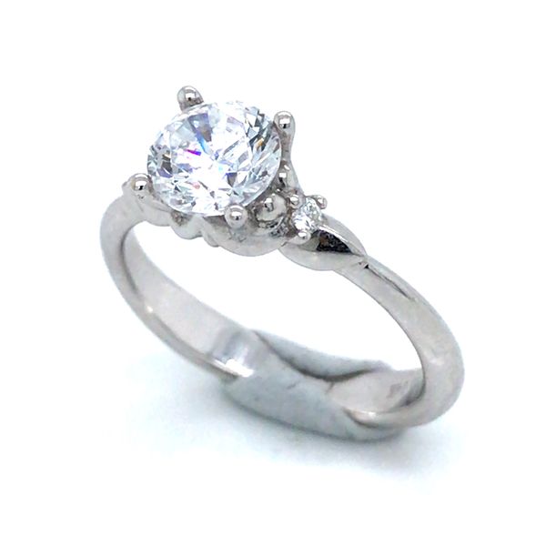 14kt White Gold Engagement Ring with CZ Image 5 Bluestone Jewelry Tahoe City, CA