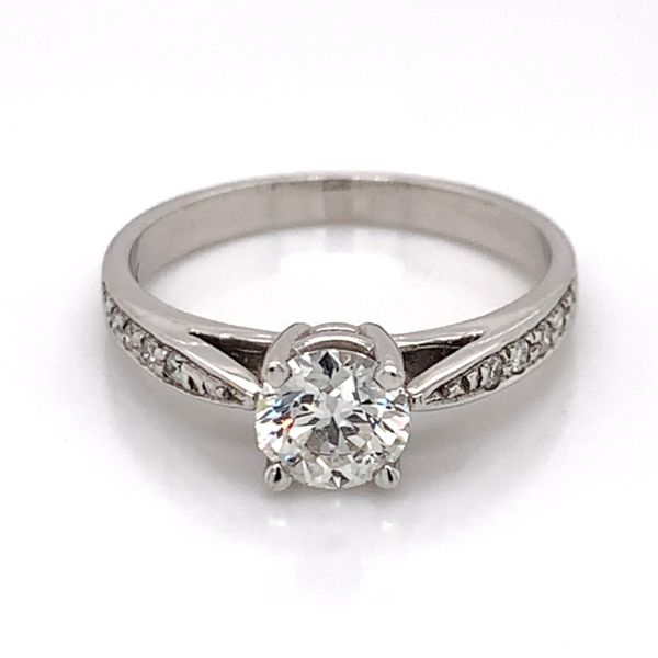 18K White Gold Engagement Ring w/ 0.72ct Round Diamond Center Stone Image 2 Bluestone Jewelry Tahoe City, CA