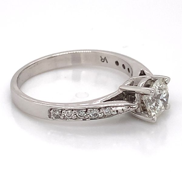 18K White Gold Engagement Ring w/ 0.72ct Round Diamond Center Stone Image 3 Bluestone Jewelry Tahoe City, CA