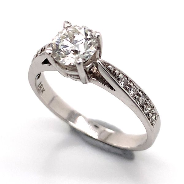 18K White Gold Engagement Ring w/ 0.72ct Round Diamond Center Stone Bluestone Jewelry Tahoe City, CA